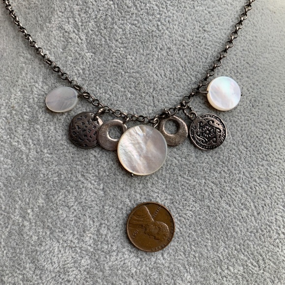 SILPADA Sterling Mother Of Pearl Coin Necklace 925 - Picture 7 of 10